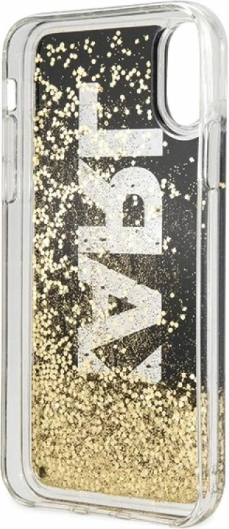 Mbrojtëse telefoni Karl Lagerfeld Karl Logo Glitter për iPhone X/Xs, e zezë