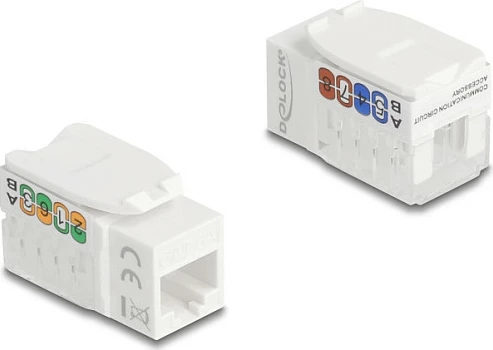 Modul Keystone RJ45 DeLOCK 90720 Cat6a UTP, i sheshtë, i bardhë