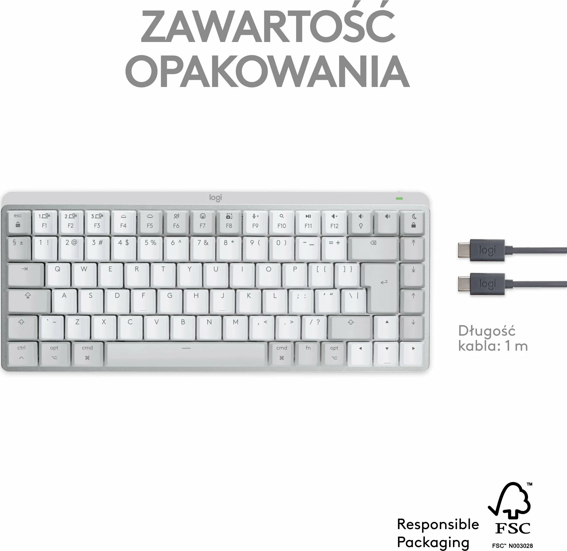 Tastierë mekanike wireless Logitech MX Mechanical Mini për Mac 920-010799, US layout, me ndriçim, gri