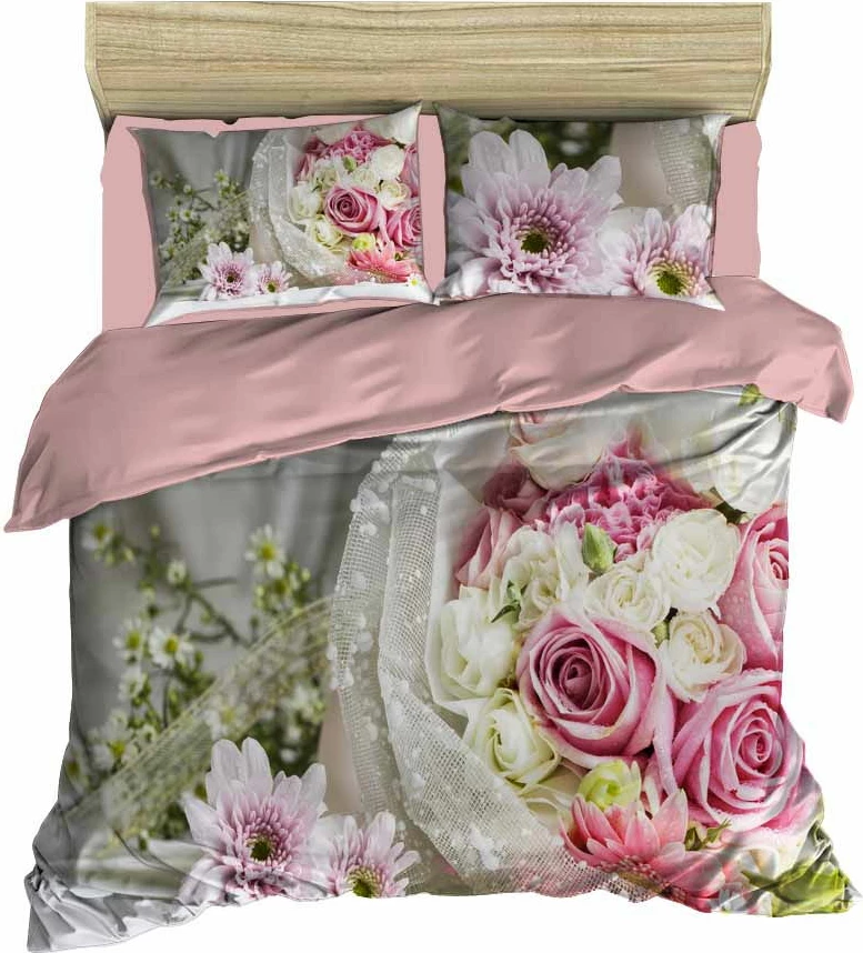 Set mbulesë për jorgan Super King, L'essentiel, rozë, e bardhë, e gjelbër, 260x220cm, 2 jastëkë 50x80cm