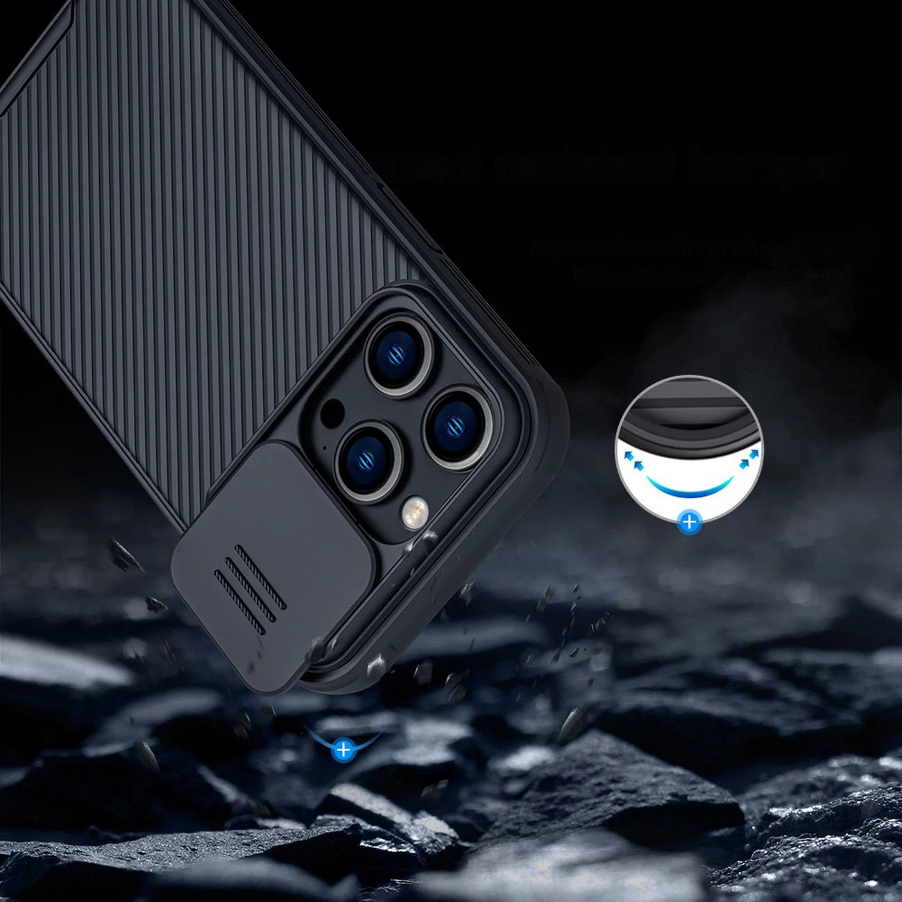 Mbështjellës Nillkin CamShield Pro Magnetic për iPhone 14 Pro Max, MagSafe, mbrojtje kamerës, Blu