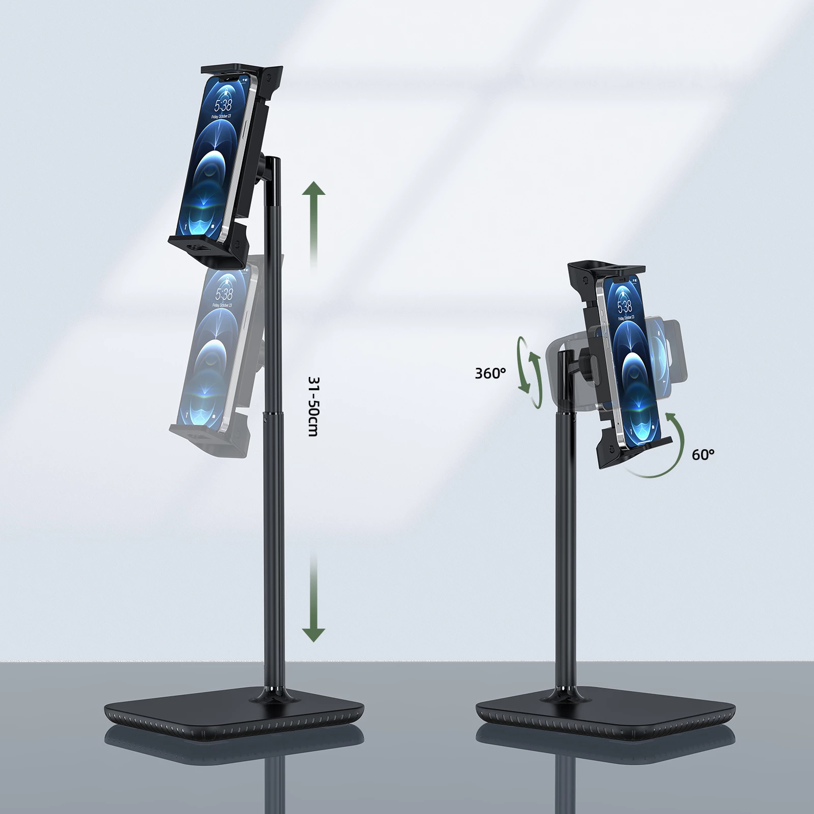 Mbajtës teleskopik Acefast E4 për tavolinë, për celularë dhe tabletë, 135-230mm, 360°, zi