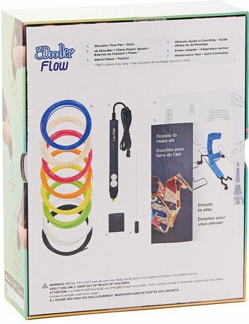 3D pen 3Doodler Flow Essentials Set (FLOW) për filament 1.75 mm, e zezë, set me spula 8 ngjyra