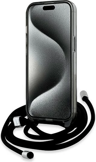 Mbështjellës Karl Lagerfeld IML Crossbody Monogram Karl & Choupette Head MagSafe për iPhone 15/14/13, i zi
