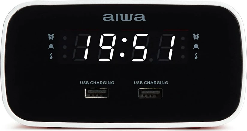 Orë Zgjuese me Radio FM, Dy Alarme dhe Mbushes USB AIWA CRU-19RD (Kuqe)