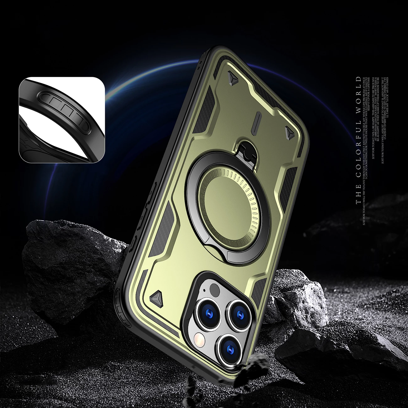 Mbështjellës Hurtel Hybrid Armor Trendy me MagSafe për iPhone 16 Pro, Jeshil