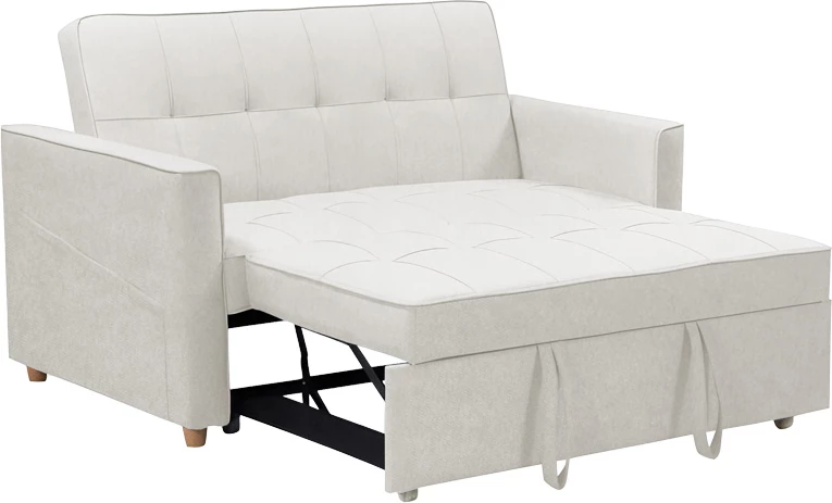 Divan 2-vendësh që shndërrohet në shtrat, ngjyrë bezhë-gri, 142x93x90 cm