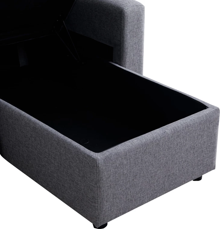 Këndare Kamore me hapësirë magazinimi, shtrat i kthyeshëm, ngjyrë gri, 223x146x85cm