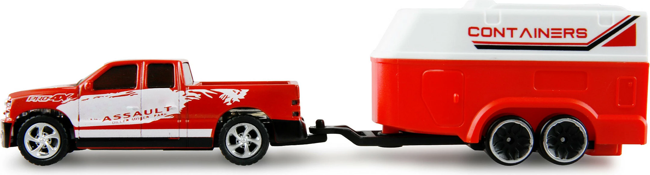 Makina RC AMEWI Pickup me karavan 1:64 RTR, 2.4GHz, e kuqe/bardhë