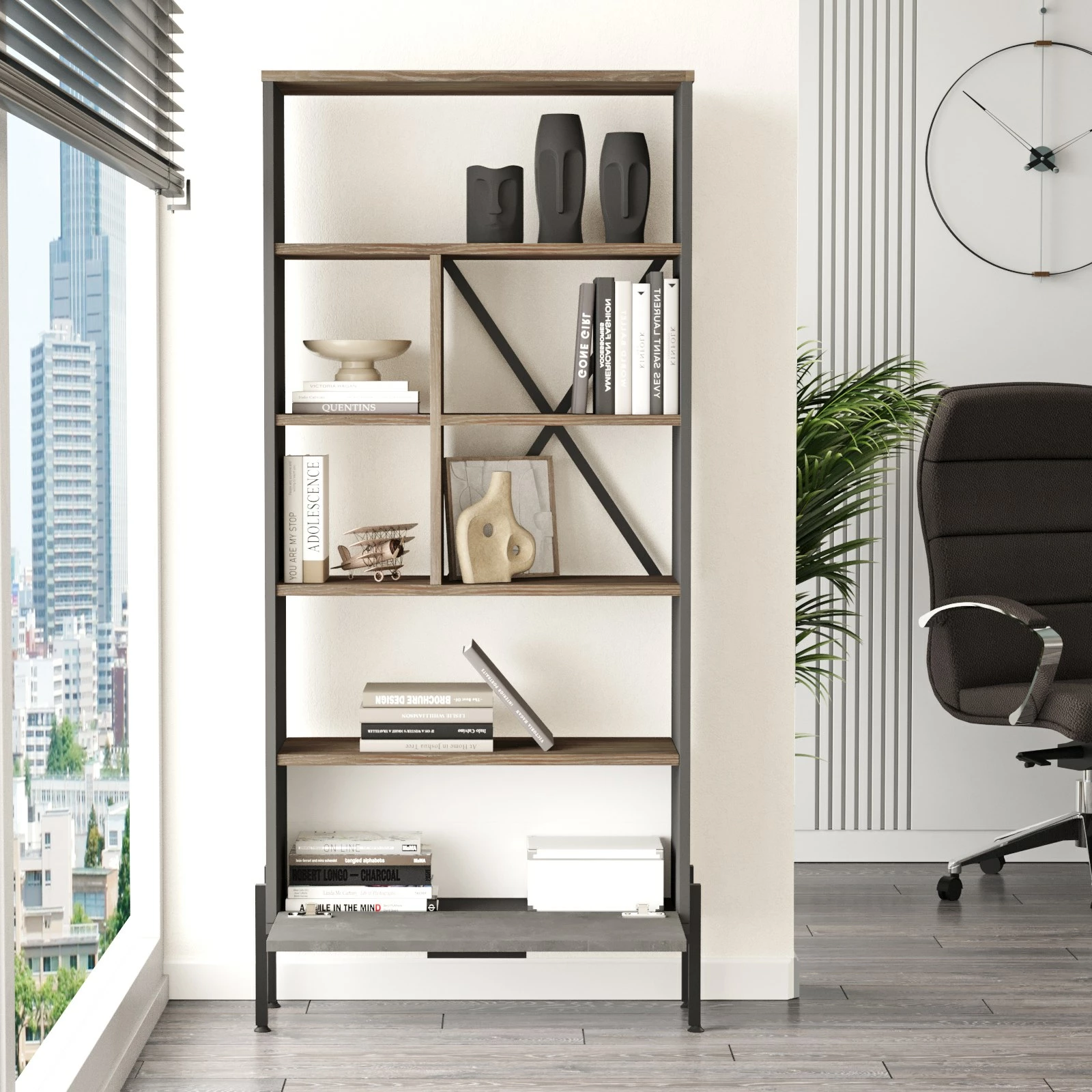 Set mobiljesh për zyre Skye Decor, VS9-CGA, ngjyrë argjendi dhe antracit