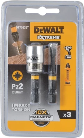 Bit për kaçavidë impakti Dewalt DT70535T PZ2 50mm, set 3 copë