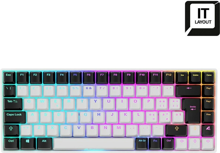 Tastierë mekanike SHARKOON SKILLER SGK50 S3, Gateron Yellow, 75%, RGB, IT Layout, e bardhë