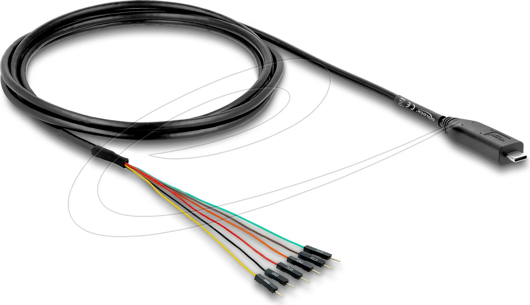 Kabllo konvertues DeLOCK USB 2.0 Type-C në UART TTL 3.3V, 6-pin, 1.8 m, e zezë