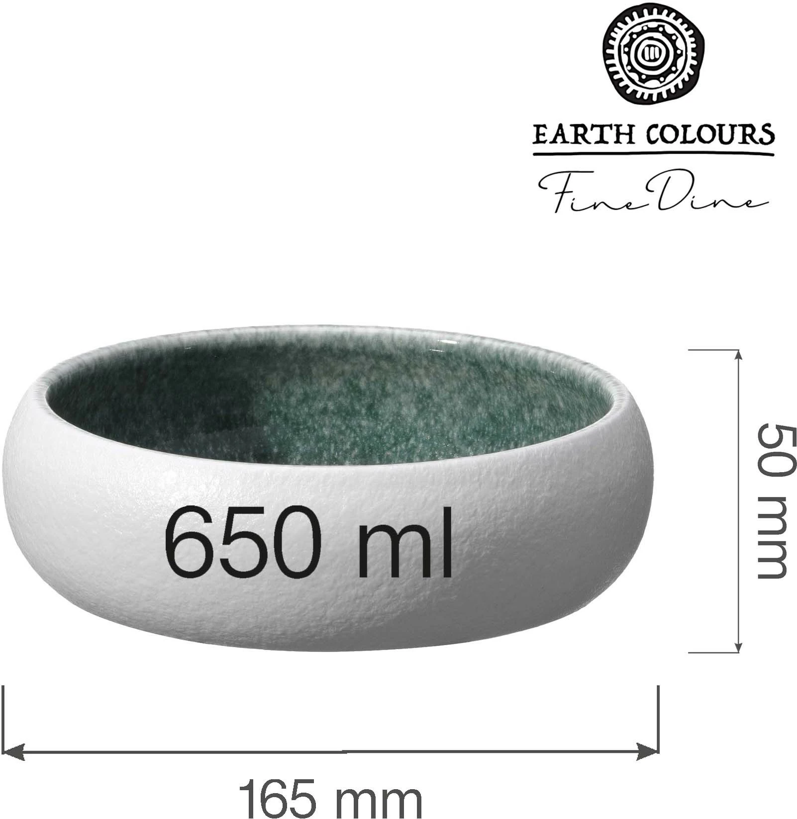 Tas i thellë Fine Dine Goro 650 ml Ø165 mm Bardhë/Gjelbër, set 2 copë