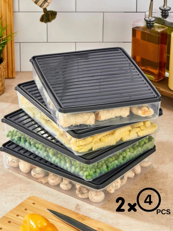 Set kuti për organizim (8 copë), ngjyrë antracit, VITABOX 8'LI-ANTRASIT 2,8LT