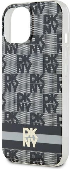 Mbështjellës DKNY IML Checkered Mono Pattern & Printed Stripes MagSafe për iPhone 15/14/13, i zi