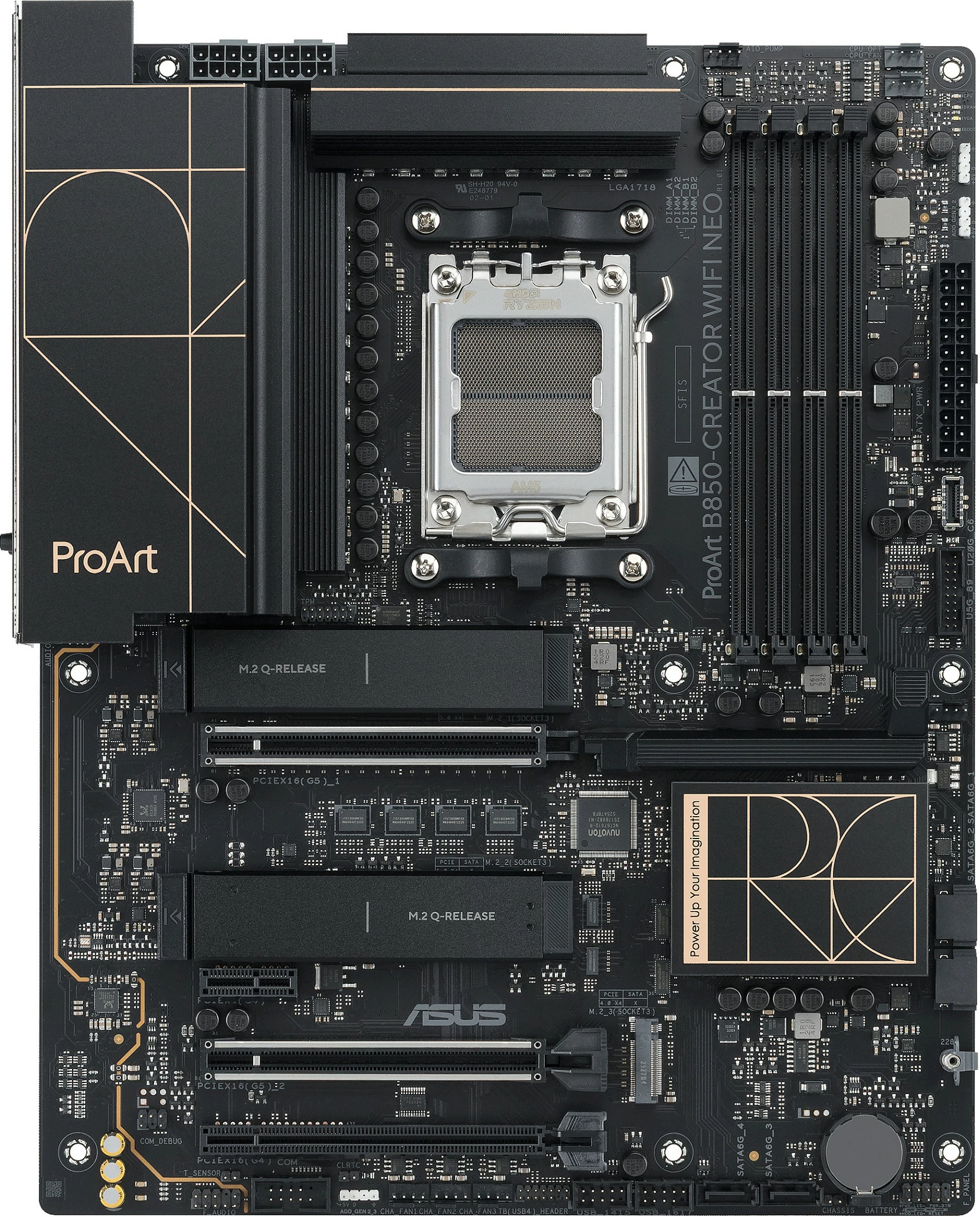 Pllakë amë ASUS ProArt B850-Creator WiFi Neo, Socket AM5, DDR5 256GB, PCIe 5.0, WiFi 7, e zezë me detaje ari