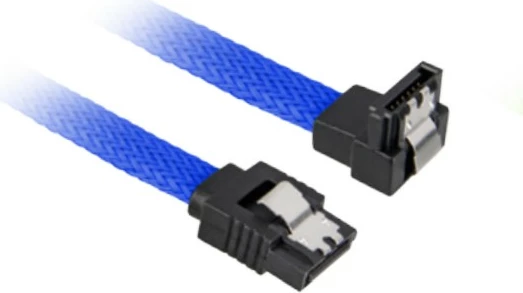 Kabllo SATA III Sharkoon 0.6m, 90°, kaltër/zezë