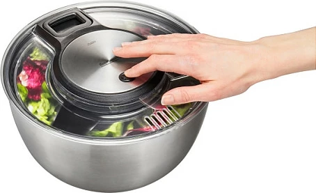 Centrifugë sallate Gefu Speedwing, inox, kapak transparent, argjend/zi