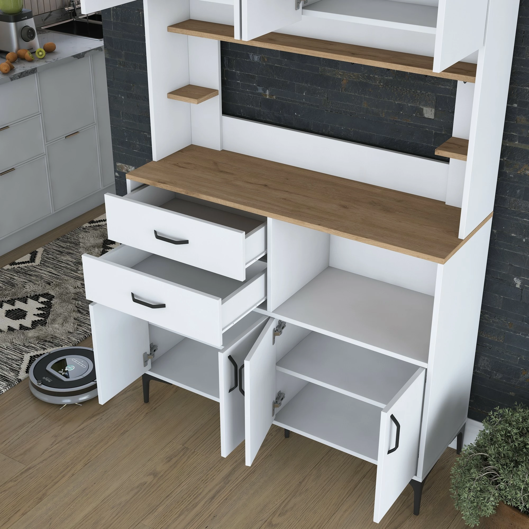 Dollap multifunksional Skye Decor, ngjyrë arrë dhe e bardhë, JE179 - 3402