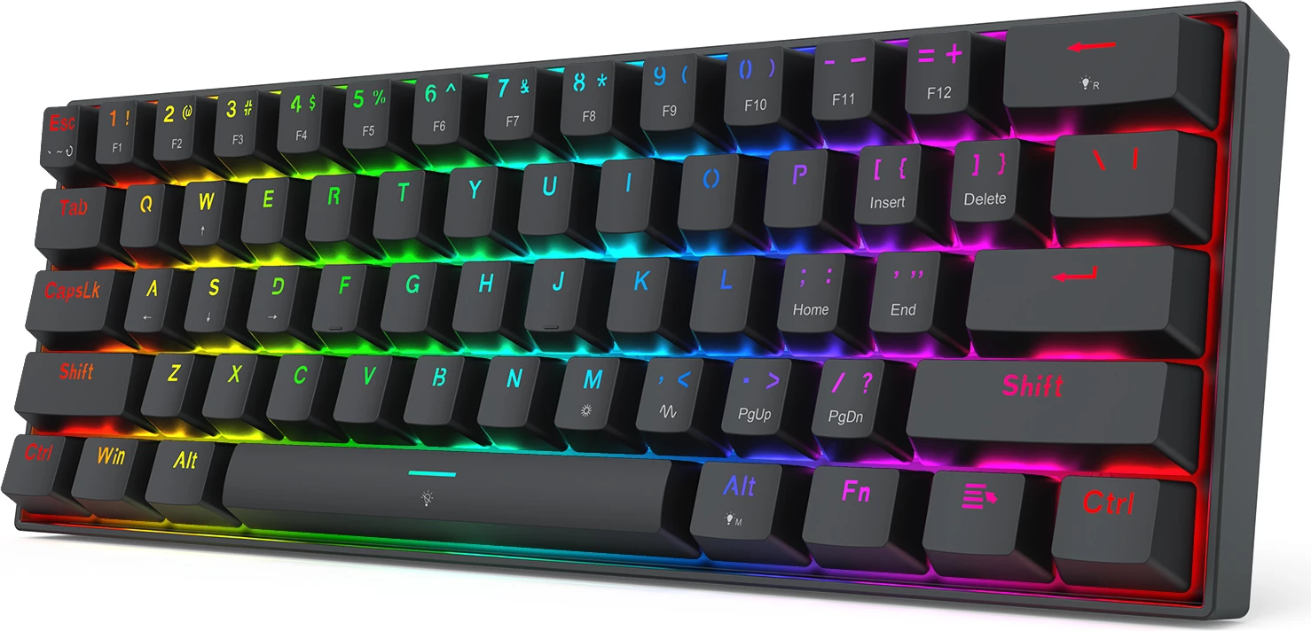 Tastierë me kabllo gaming Redragon Fizz K617RGB-M, 60% 61 taste, Hall Effect magnetike, 8000Hz, RGB, e zezë
