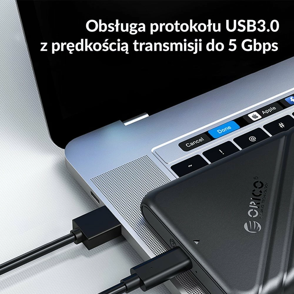 Kasë e jashtme për disk 2.5" Orico SATA USB 3.2 Gen 1, micro-B, deri 6TB, e zezë, me kabllo