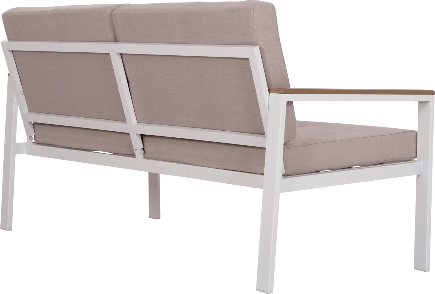 Divan i jashtëm dy vendesh SAFIN, alumin i bardhë, jastëkë bezhë, FH6279.01, 140x70x77cm