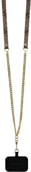 Mbështjellës Guess për iPhone 16, lëkurë, crossbody, kafe