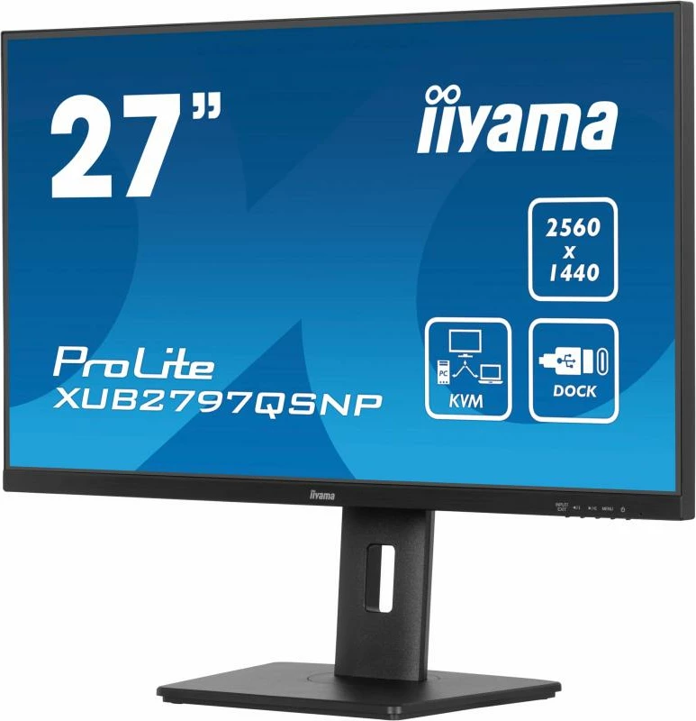 Monitor iiyama ProLite XUB2797QSNP-B1 27" QHD IPS USB-C dock KVM RJ45 DP-out, e zezë