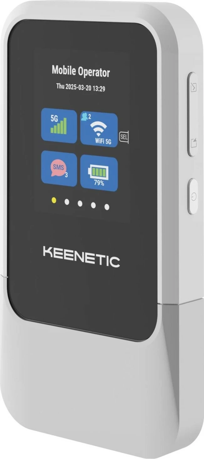 Router portabil KEENETIC Roamer 5G KN-5210-01-EU, Wi-Fi 6, ekran LCD, bateri 4000mAh, gri