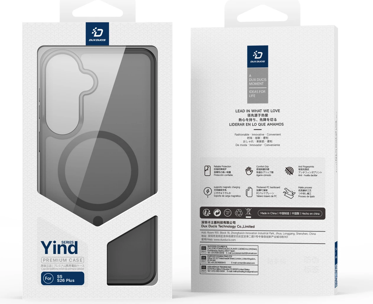 Mbështjellës Dux Ducis Yind për Samsung Galaxy S26 Plus, MagSafe kompatibil (38 magnete), TPU/PC, 2mm, e zezë, me kuti