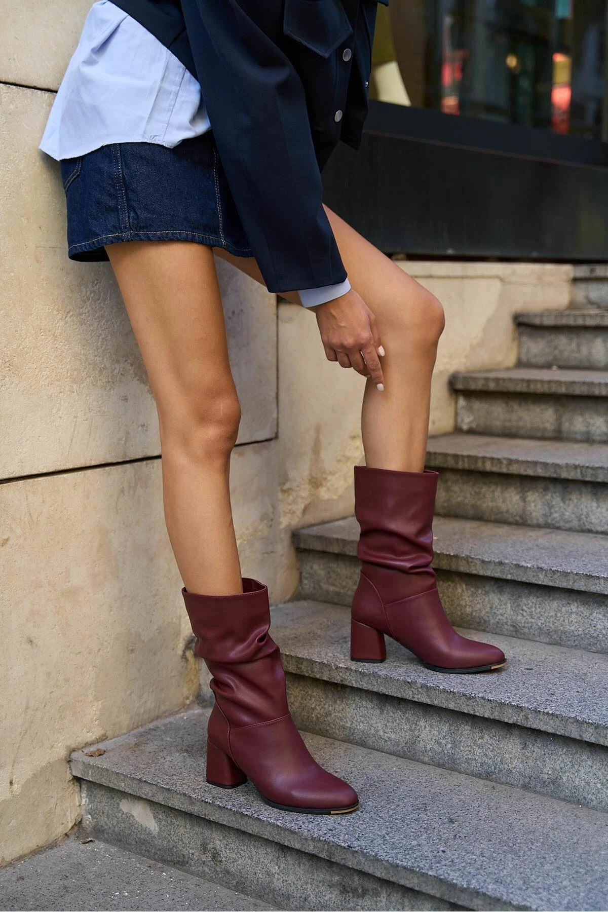 Çizme për gra, ngjyrë burgundy, Jumeon, MK1350123KR20-001