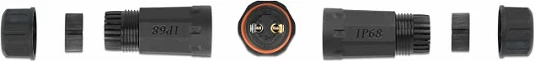 Lidhës kabllo DeLOCK 2-pin IP68, i vidhosshëm, për jashtë 4.5–7.5 mm, 85–260 V, i zi