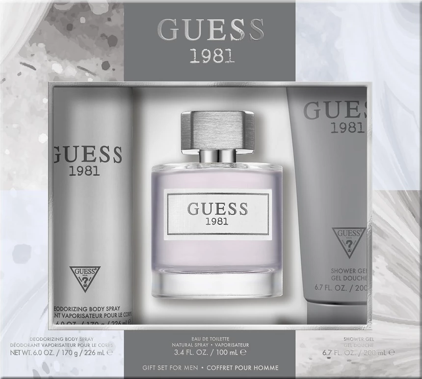 Set Eau de Toilette, deodorant, xhel dushi për meshkuj Guess 1981, 100ml+226ml+200ml