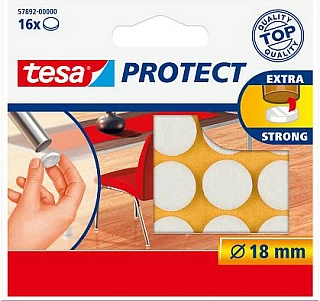 Pllakëza felt mbrojtëse Tesa Protect 57892-00000-01, rrethore 18 mm, 16 copë, të bardha