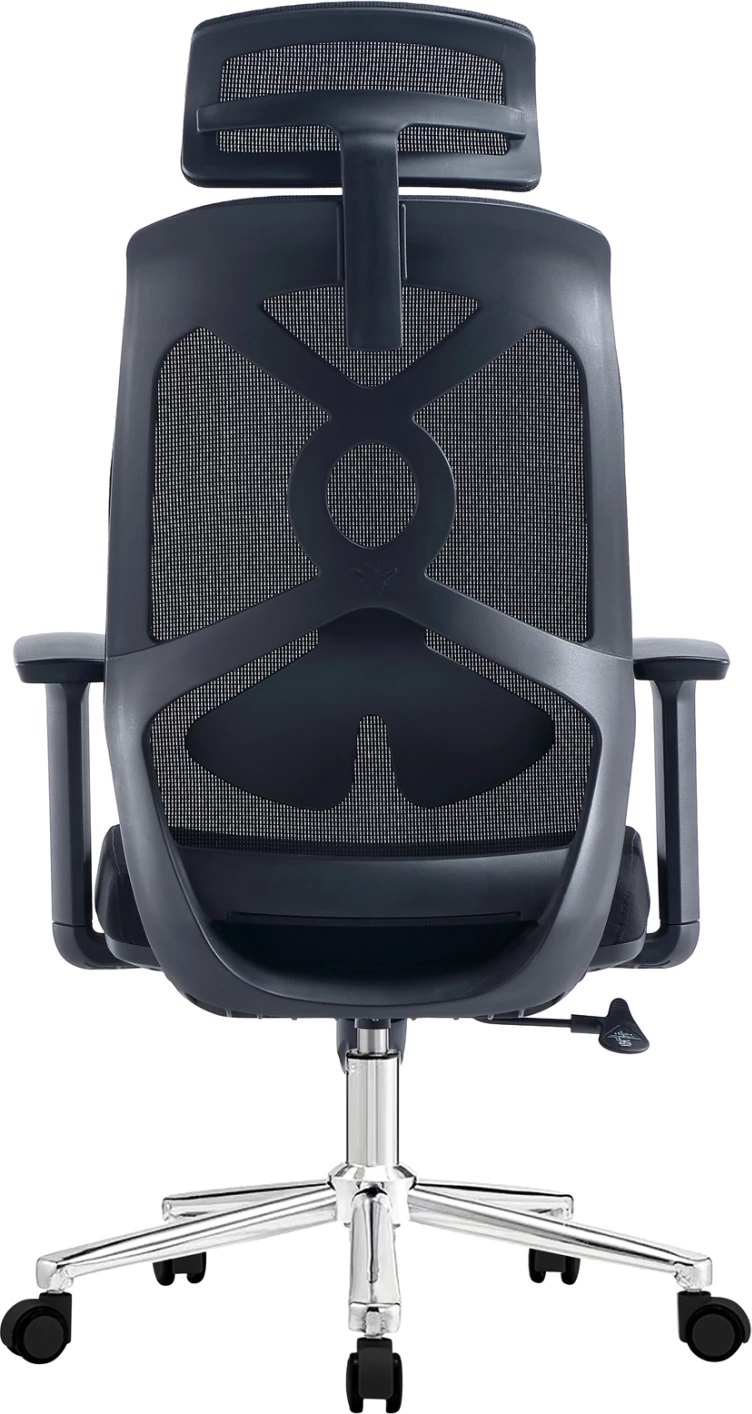 Karrige zyre FLEXORA, material rrjetë e zezë, bazë e kromuar, 60x63x125cm