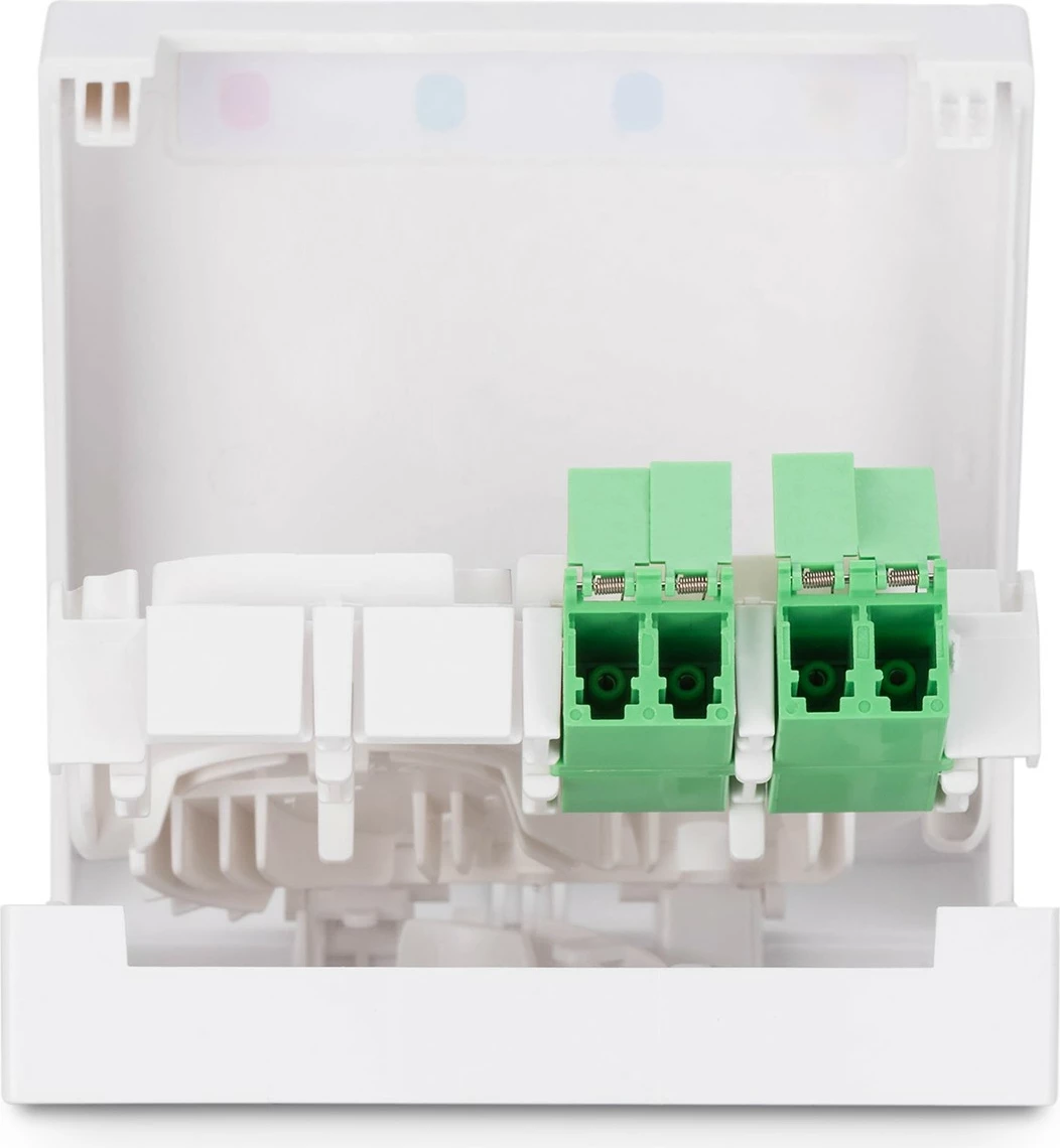 Kutí optike Digitus FTTH, 2x LC/APC DX, 4 porta, 80mm, e bardhë