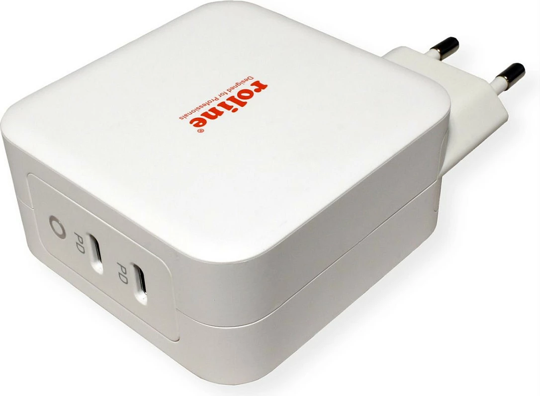 Karikues ROLINE USB-C GaN 100W, 2x USB-C PD, prizë Euro, i bardhë