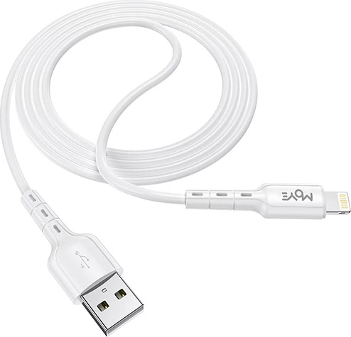 Kabllo data/karikimi Lightning Moye, 1 m, USB-A në Lightning, e bardhë