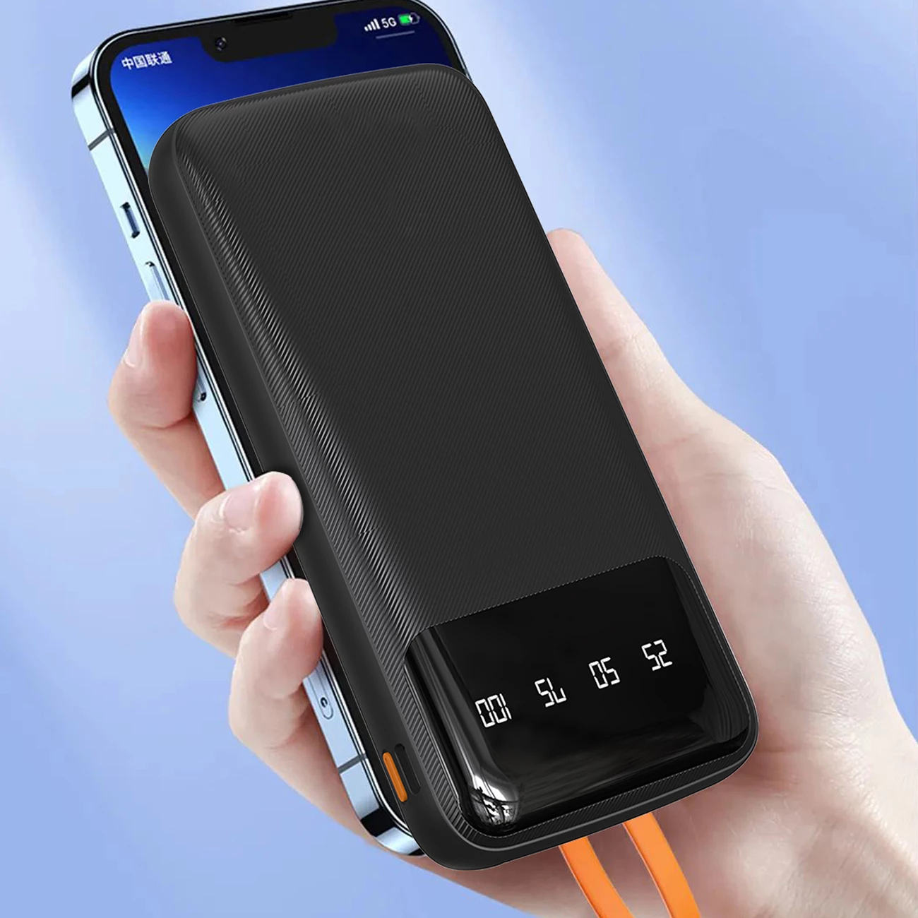 Powerbank Dudao K6Pro 10000 mAh, 5 porta dalje, kabllo të integruara USB-C/micro USB/Lightning, 15 W 3 A, e zezë