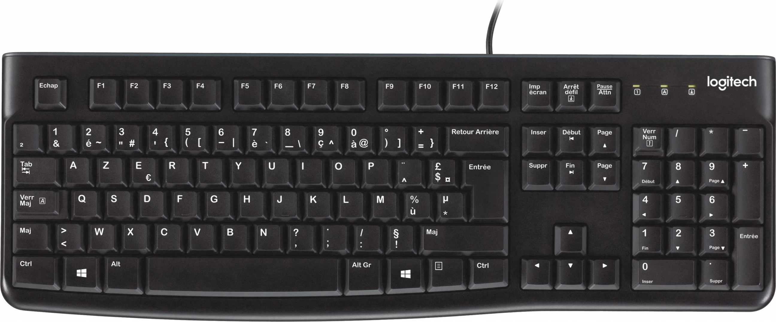 Tastierë Logitech K120, full-size, me kabllo, USB, AZERTY, e zezë