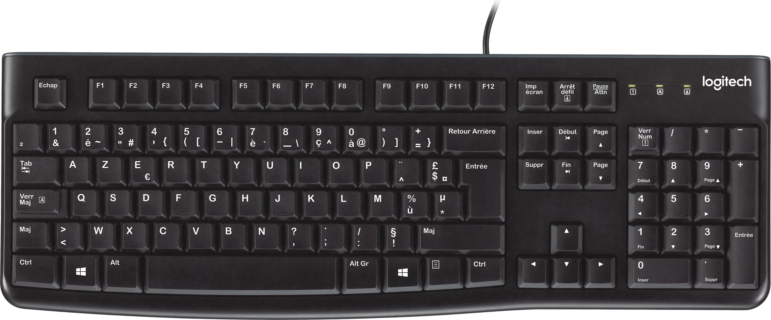 Tastierë Logitech K120, full-size, me kabllo, USB, AZERTY, e zezë