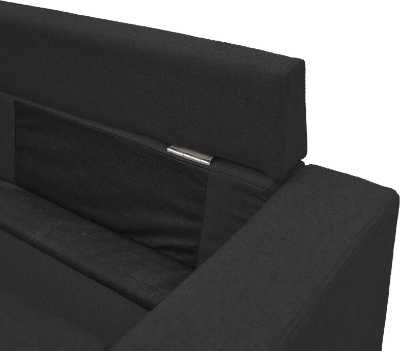 Këndore e kthyeshme Maneli, material stof, e zezë, 196x138/77x82cm