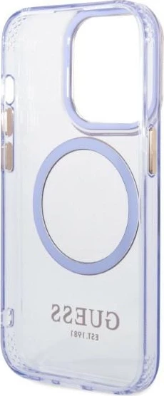 Mbështjellës Guess Gold Outline MagSafe për iPhone 14 Pro 6.1", vjollcë-artë
