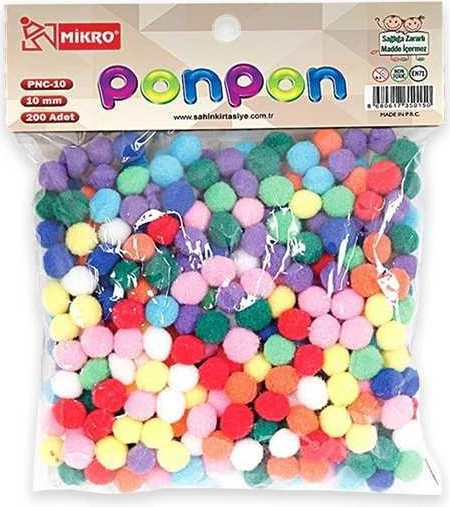 Mikro Ponpon – 200 Copë, 10 mm