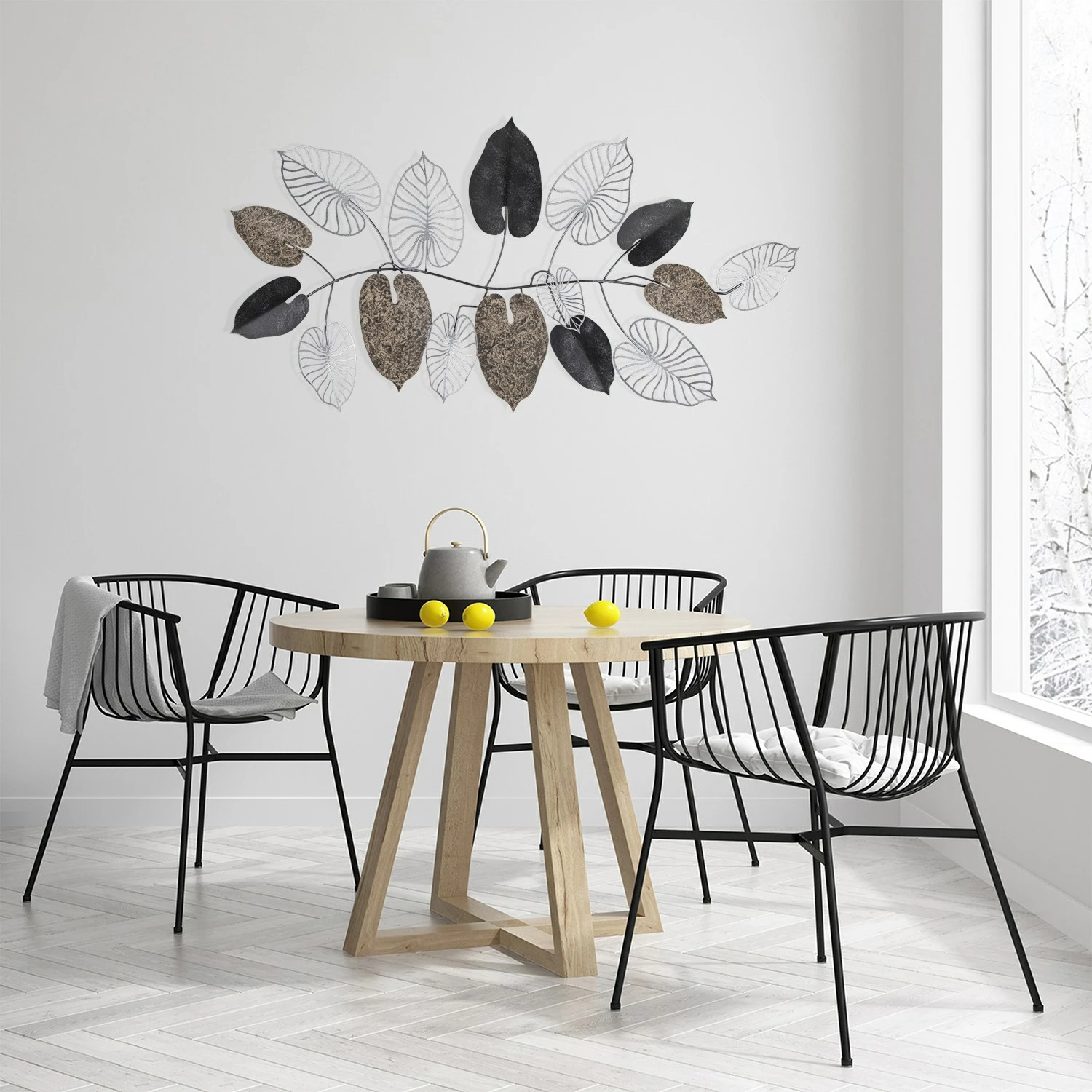 Aksesor dekorativ metalik për mur, Wallity Furize 3, shumëngjyrësh, 120x4x63cm