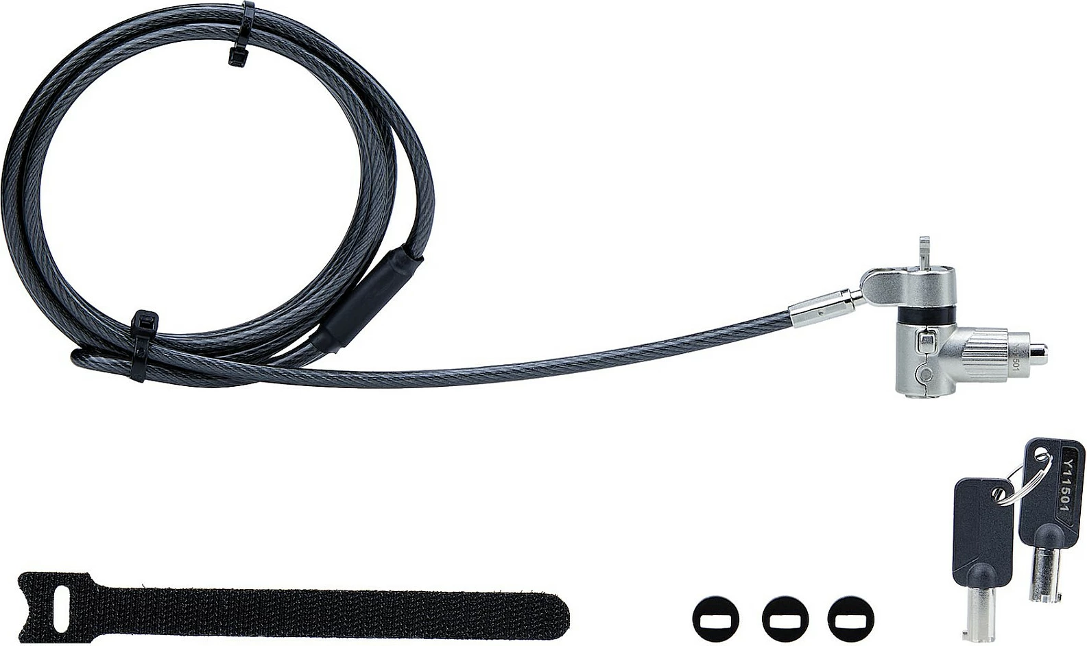 Kyç sigurie me kabllo për laptop StarTech 3-në-1 Universal, 2m, Kensington/Nano/Noble, i zi