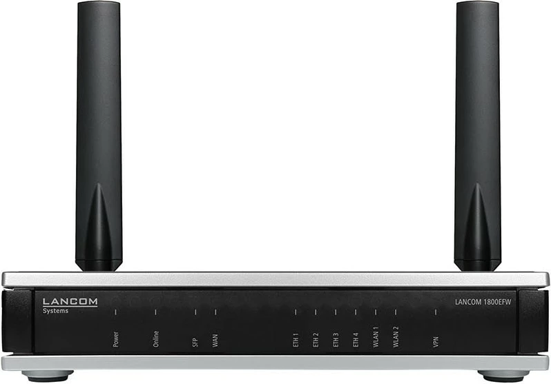 Router LANCOM 1800EFW, Wi-Fi 6, 4 porta Gigabit, SFP, 2 antena, zi/argjendtë