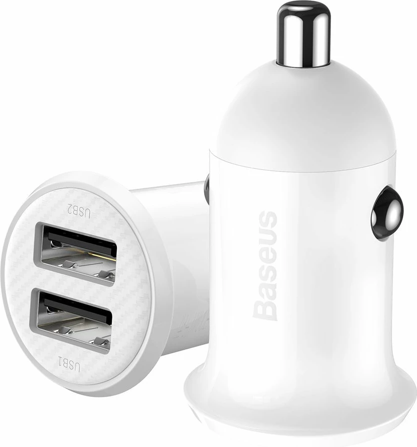 Karikues veture Baseus Grain Pro CCALLP-02, 2x USB-A, 4.8A, Bardhë