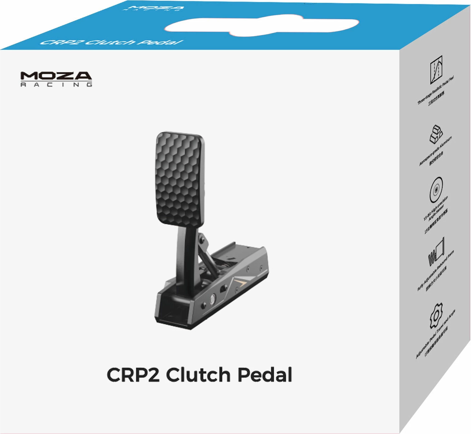 Pedal tufë Moza CRP2 RS067, USB, për PC (Windows), i zi